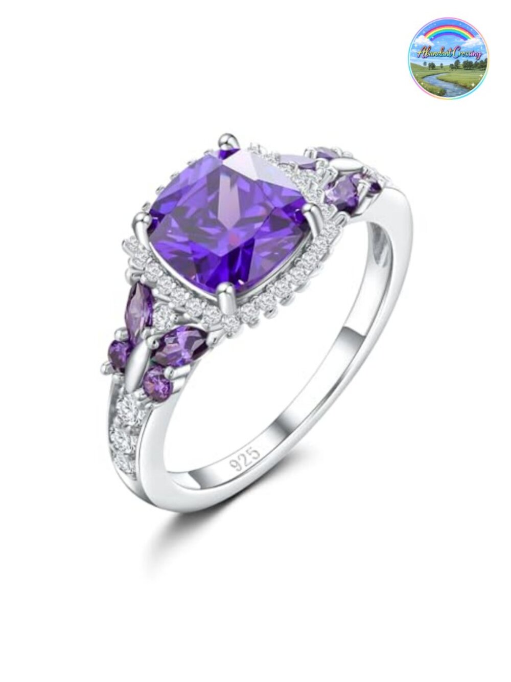 Sterling Silver Butterfly Amethyst Promise Ring Women's 925 Ring
